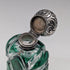 Antique British silver-lidded green cut glass portable perfume bottle